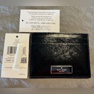 Kate Spade Bridget Black Crinkle Patent Leather Slim Card Holder